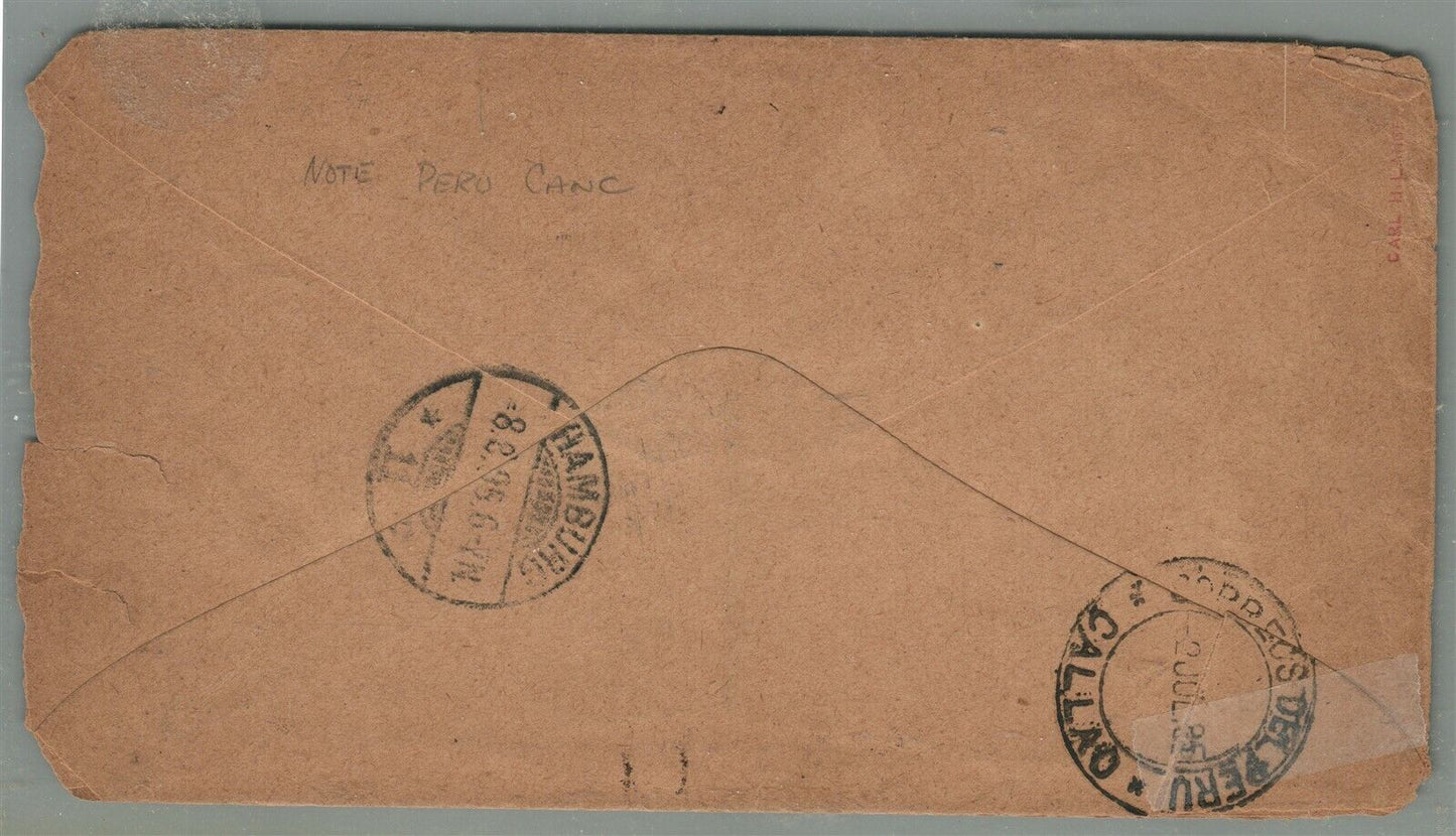 BOLIVIA via MALLENDO PANAMA to HAMBURG GERMANY ANTIQUE COVER w/ STAMP