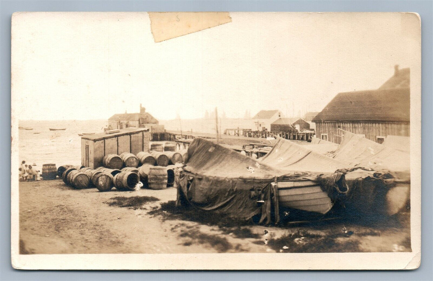 FISHERMEN'S VILLAGE ANTIQUE REAL PHOTO POSTCARD RPPC