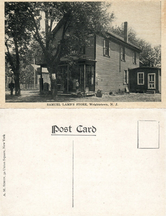 WRIGHTSTOWN N.J. SAMUEL LAMB'S STORE ANTIQUE POSTCARD