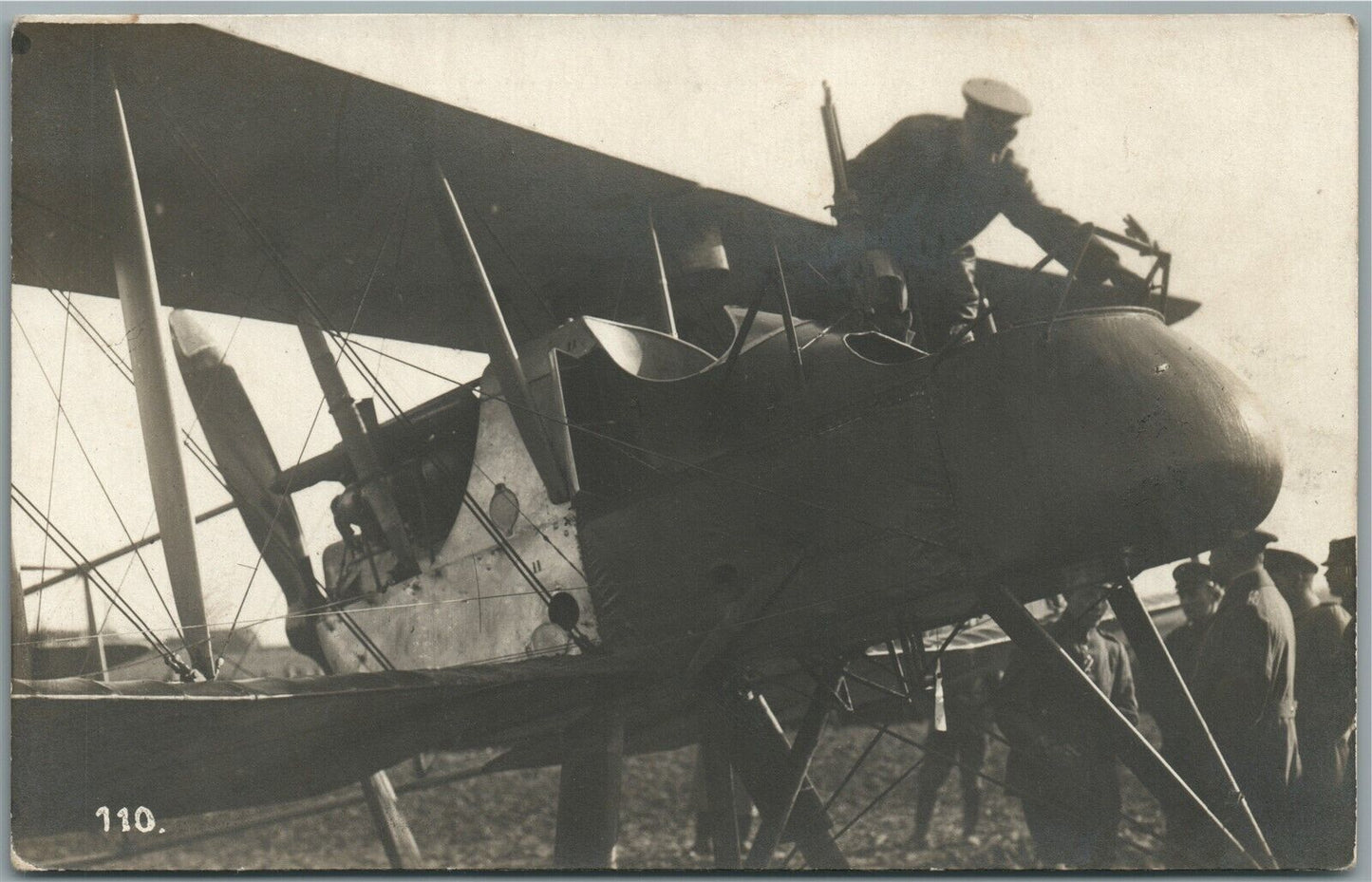 WWI ERA AIRPLANE w/ CREW VINTAGE REAL PHOTO POSTCARD RPPC