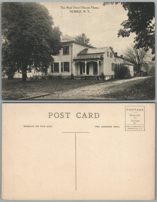 HOMER N.Y. REAL DAVID HARUM HOME ANTIQUE POSTCARD