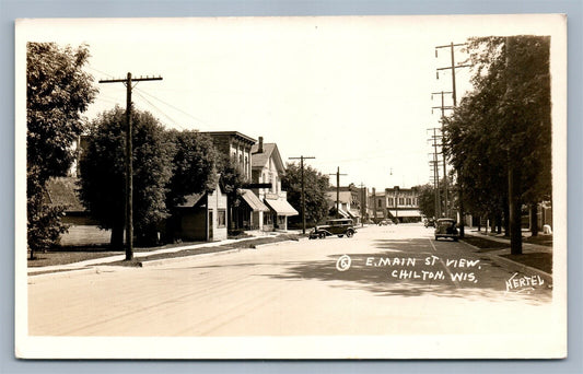 CHILTON WI E. MAIN STREET VINTAGE REAL PHOTO POSTCARD RPPC