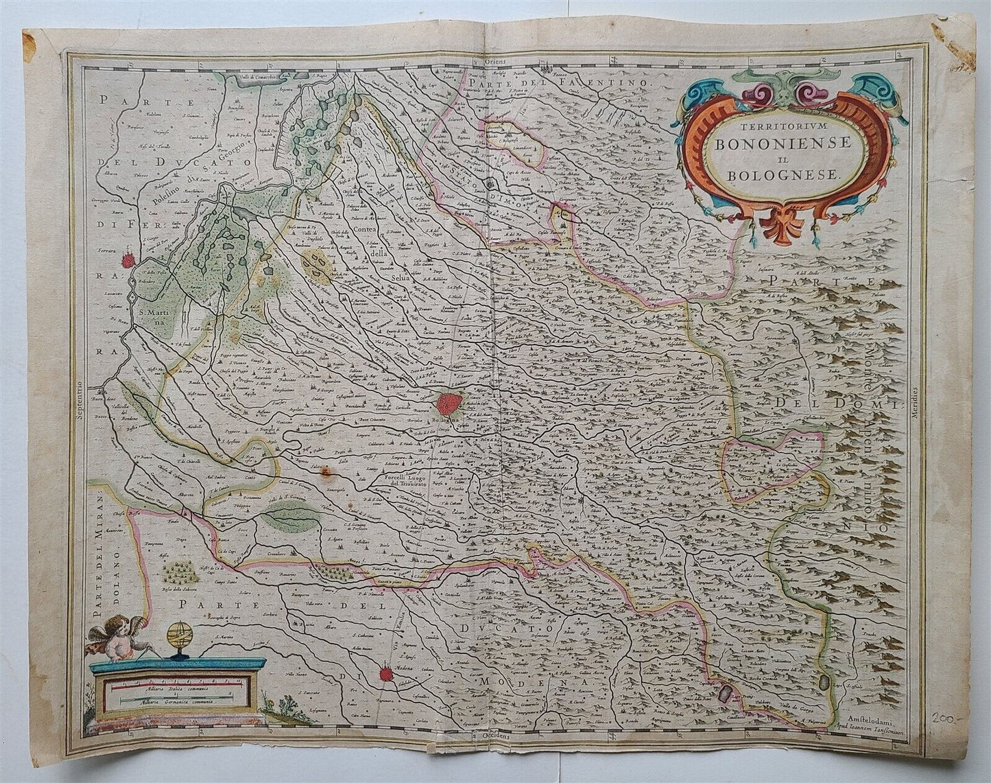 1641 MAP of ITALY antique authentic TERRITORIUM BONONIENSE IL BOLOGNESE original