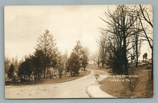 GARRICK PA SOUTH SIDE CEMETERY ANTIQUE REAL PHOTO POSTCARD RPPC