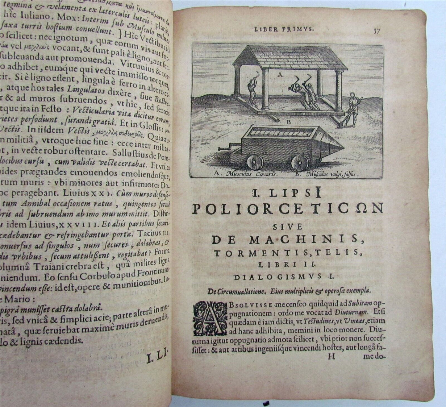 1599 WAR MACHINES ILLUSTRATED ANTIQUE Poliorceticon Siue de Machinis PLANTIN