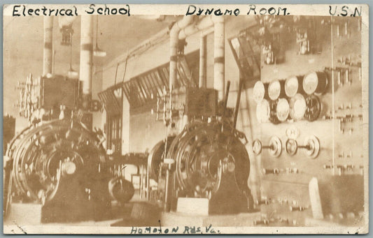 MILITARY ELECTRICAL SCHOOL DYNAMO ROOM ANTIQUE REAL PHOTO POSTCARD RPPC
