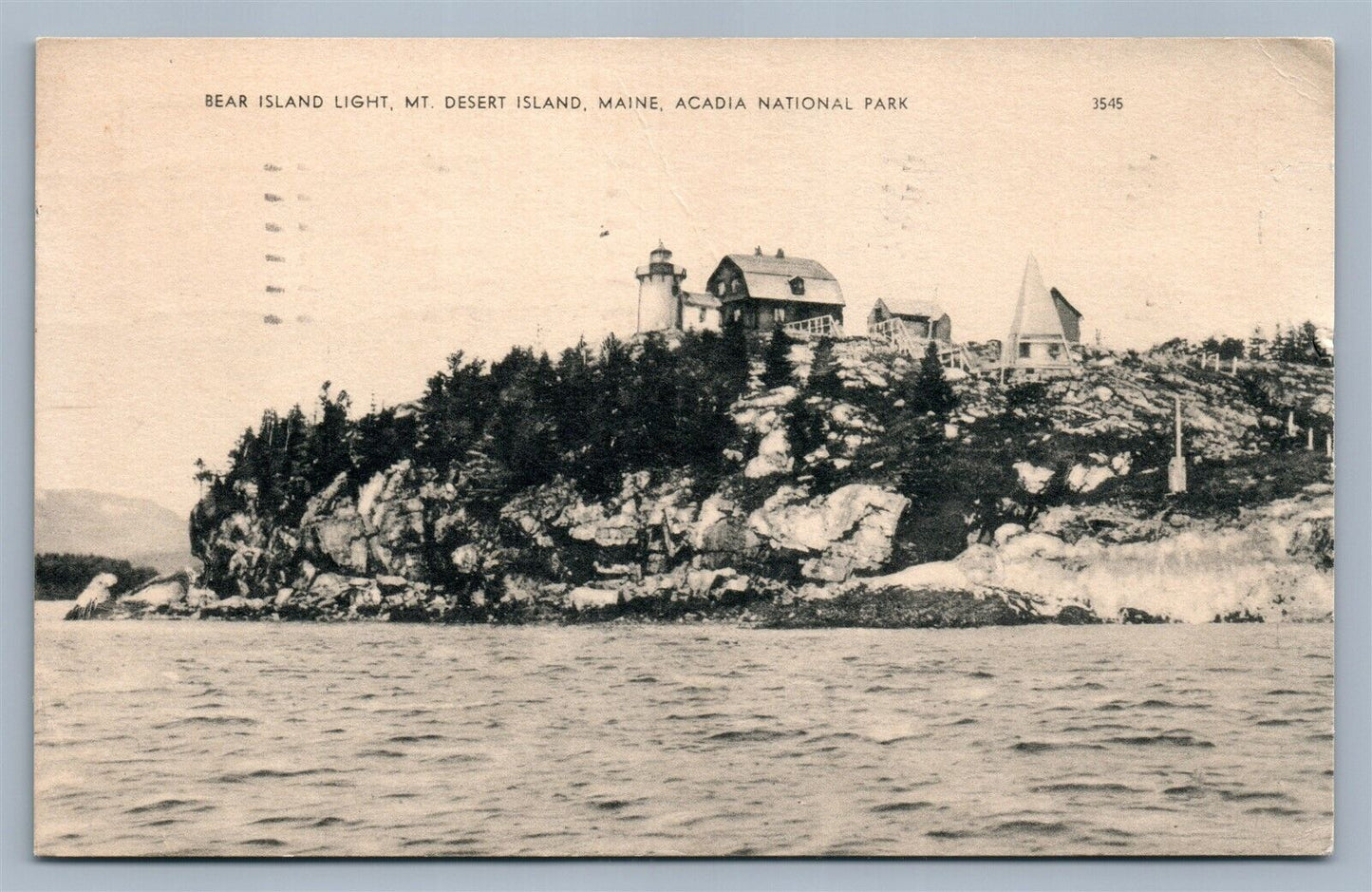 MT.DESERT ISLAND ME BEAR ISLAND LIGHT HOUSE ACADIA NAT'L PARK VINTAGE POSTCARD