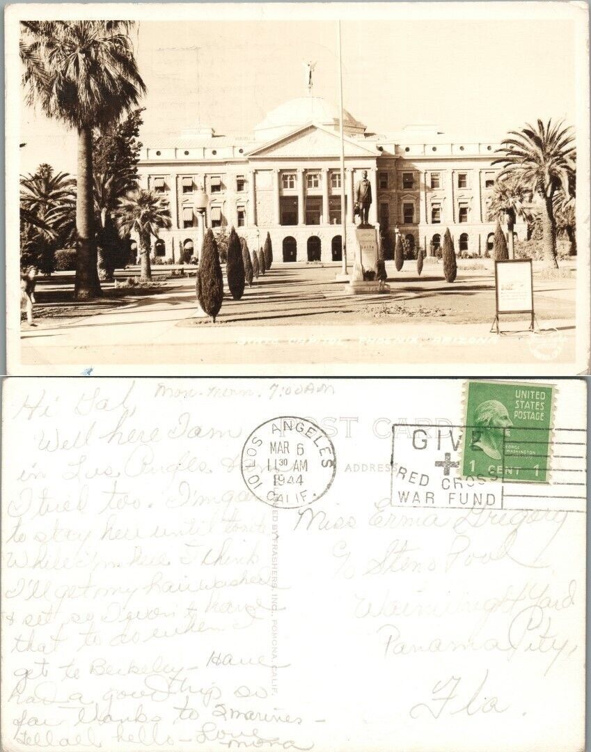 1944 RPPC VINTAGE REAL PHOTO POSTCARD STATE CAPITOL PHOENIX ARIZONA