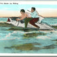 EXAGGERATED FISHING VINTAGE POSTCARD JOY RIDING