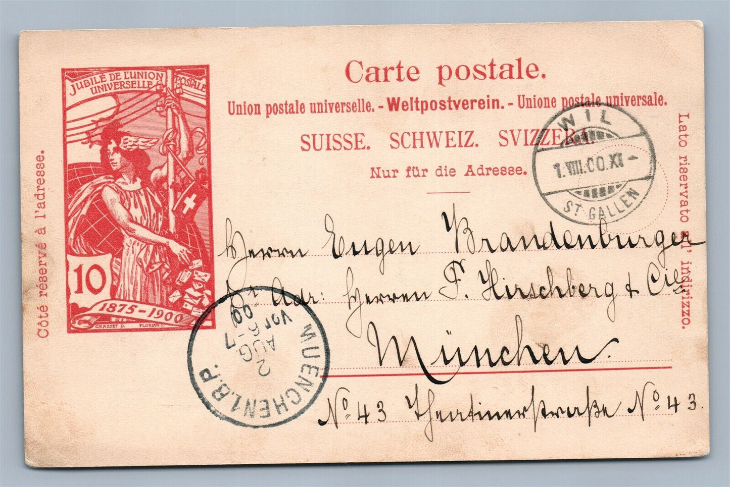 1900 SWISS ANTIQUE POSTCARD SWITZERLAND