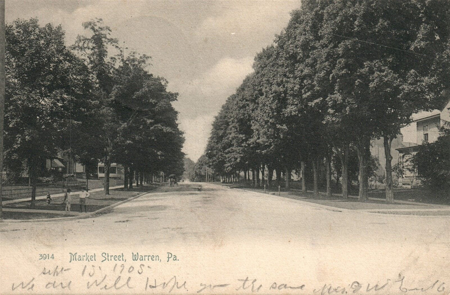 WARREN PA MARKET STREET 1905 UNDIVIDED ANTIQUE POSTCARD