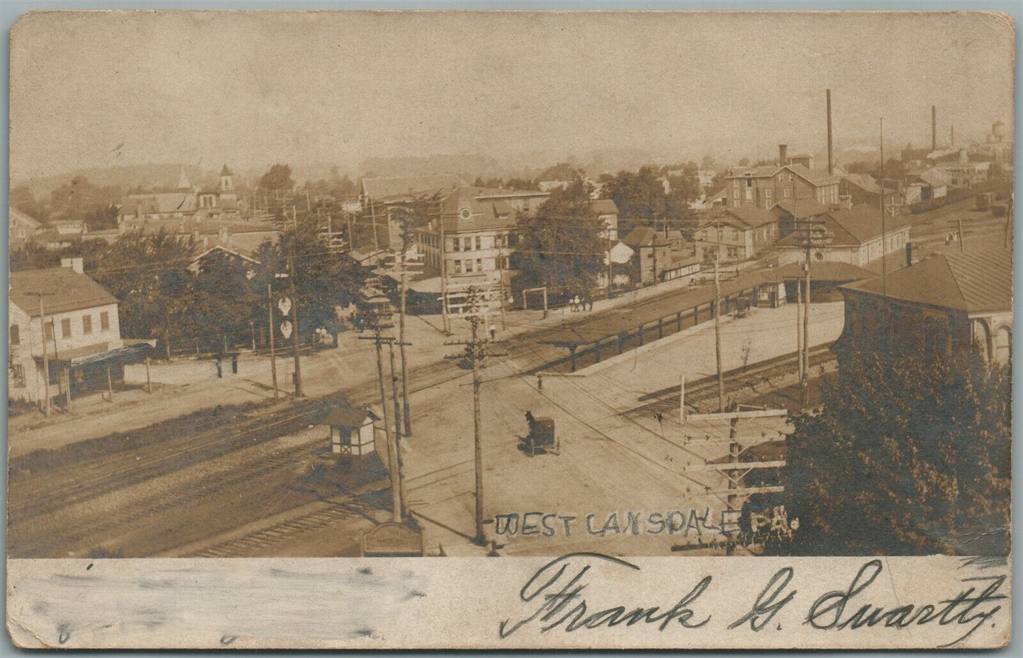 LANSDALE PA STREET SCENE ANTIQUE REAL PHOTO POSTCARD RPPC