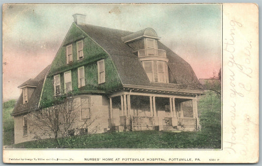POTTSVILLE PA HOSPITAL NURSES HOME UNDIVIDED ANTIQUE POSTCARD