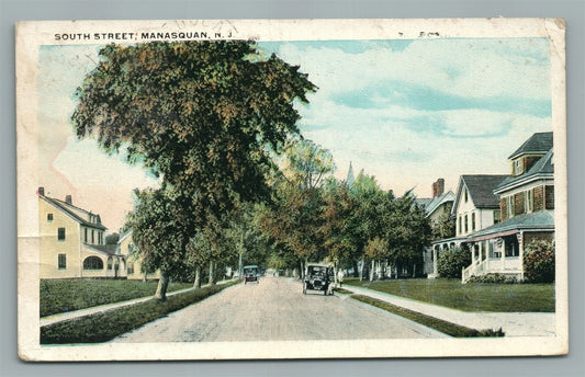 MANASQUAN BEACH NJ SOUTH TREET ANTIQUE POSTCARD