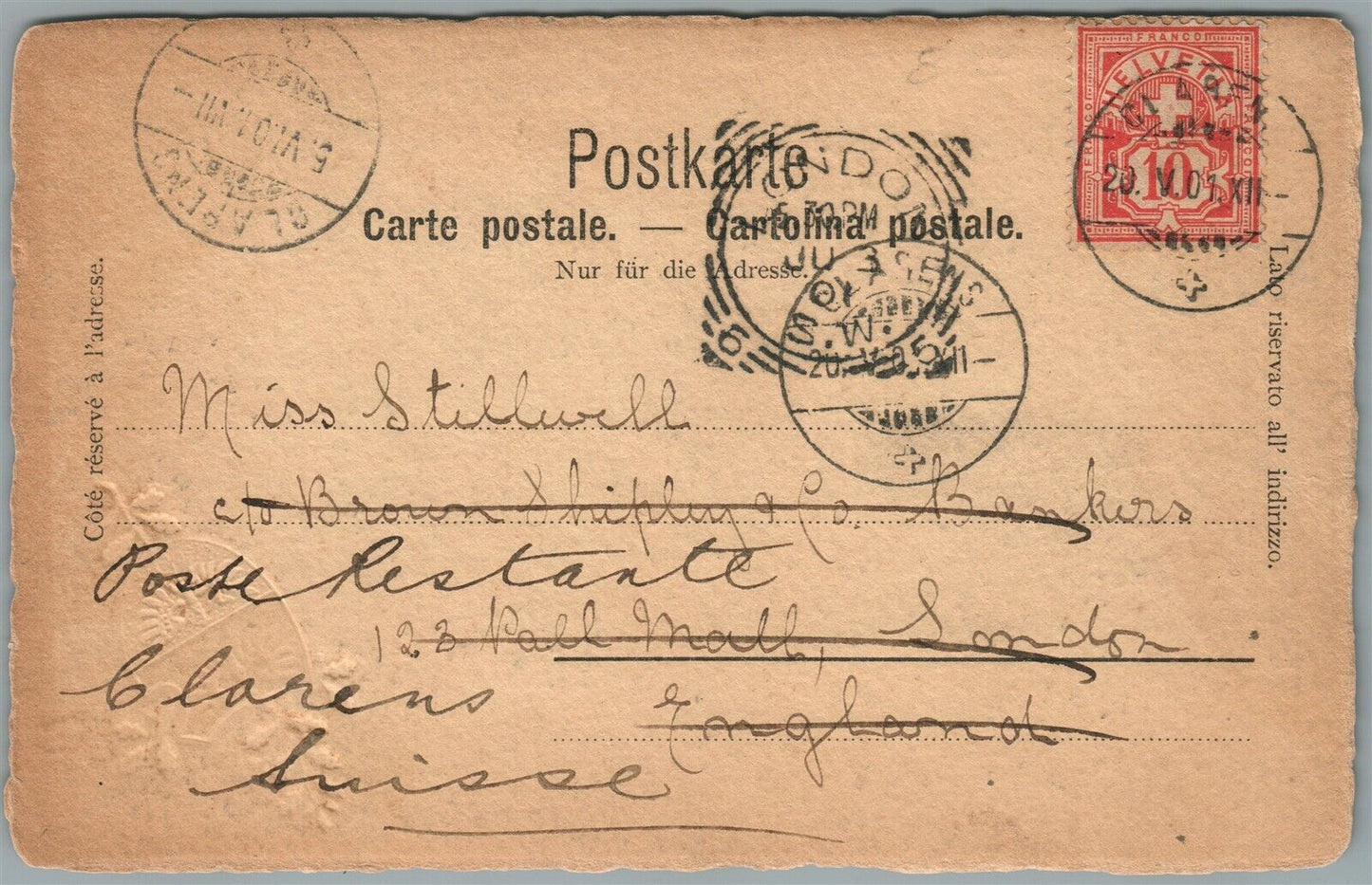 SWITZERLAND ANTIQUE SWISS POSTCARD