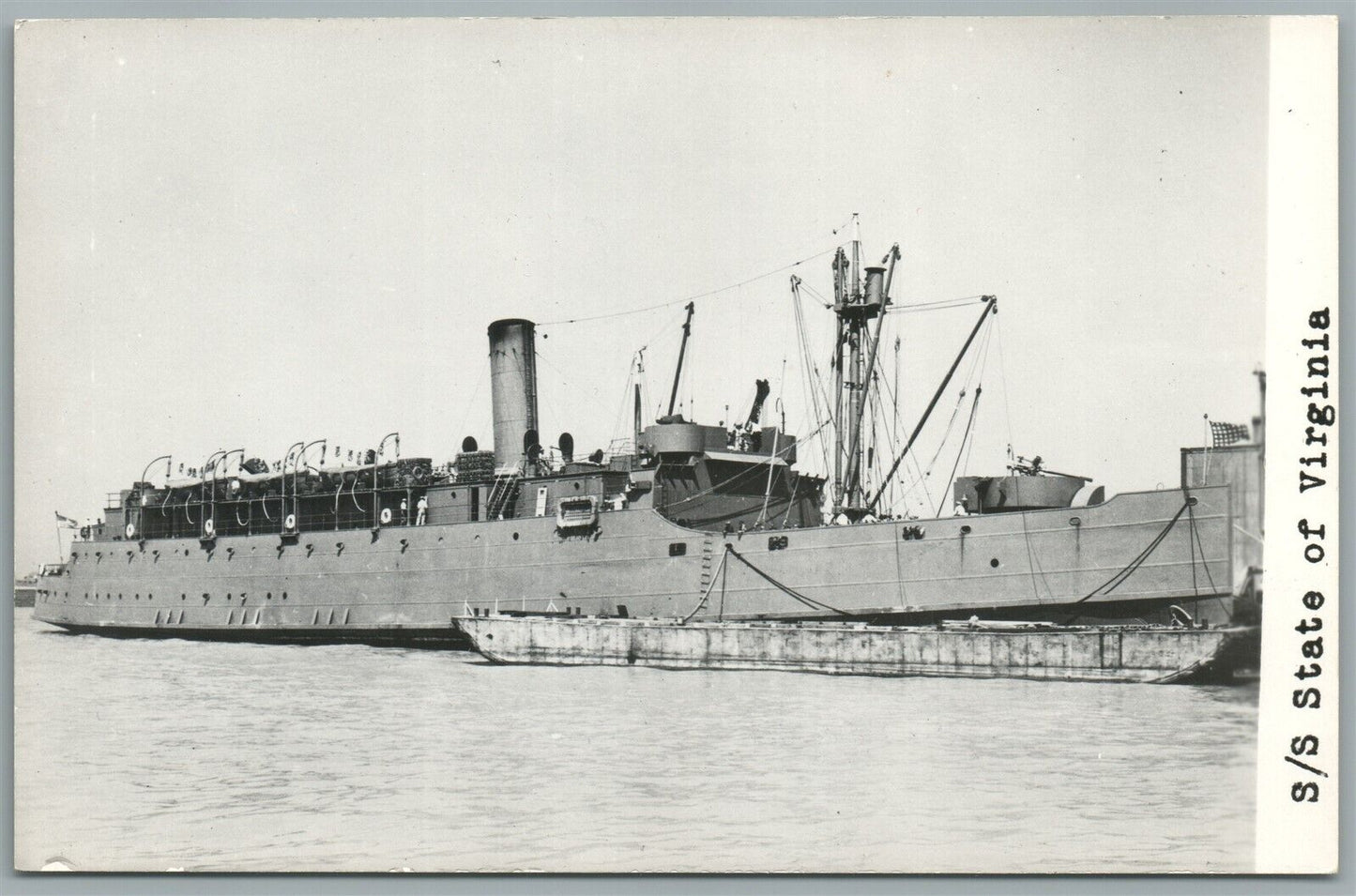 SS STATE OF VIRGINIA STEAMBOAT VINTAGE REAL PHOTO POSTCARD RPPC