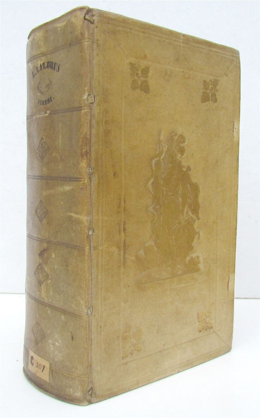 1744 ROMAN HISTORY ARMORIAL VELLUM BINDING ILLUSTRATED w/ MAP antique by FLORUS