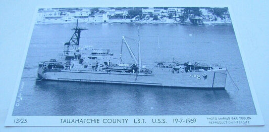 RPPC VINTAGE PHOTO POSTCARD TALLAHACHIE COUNTY L.S.T. U.S.S. 19-7-1969