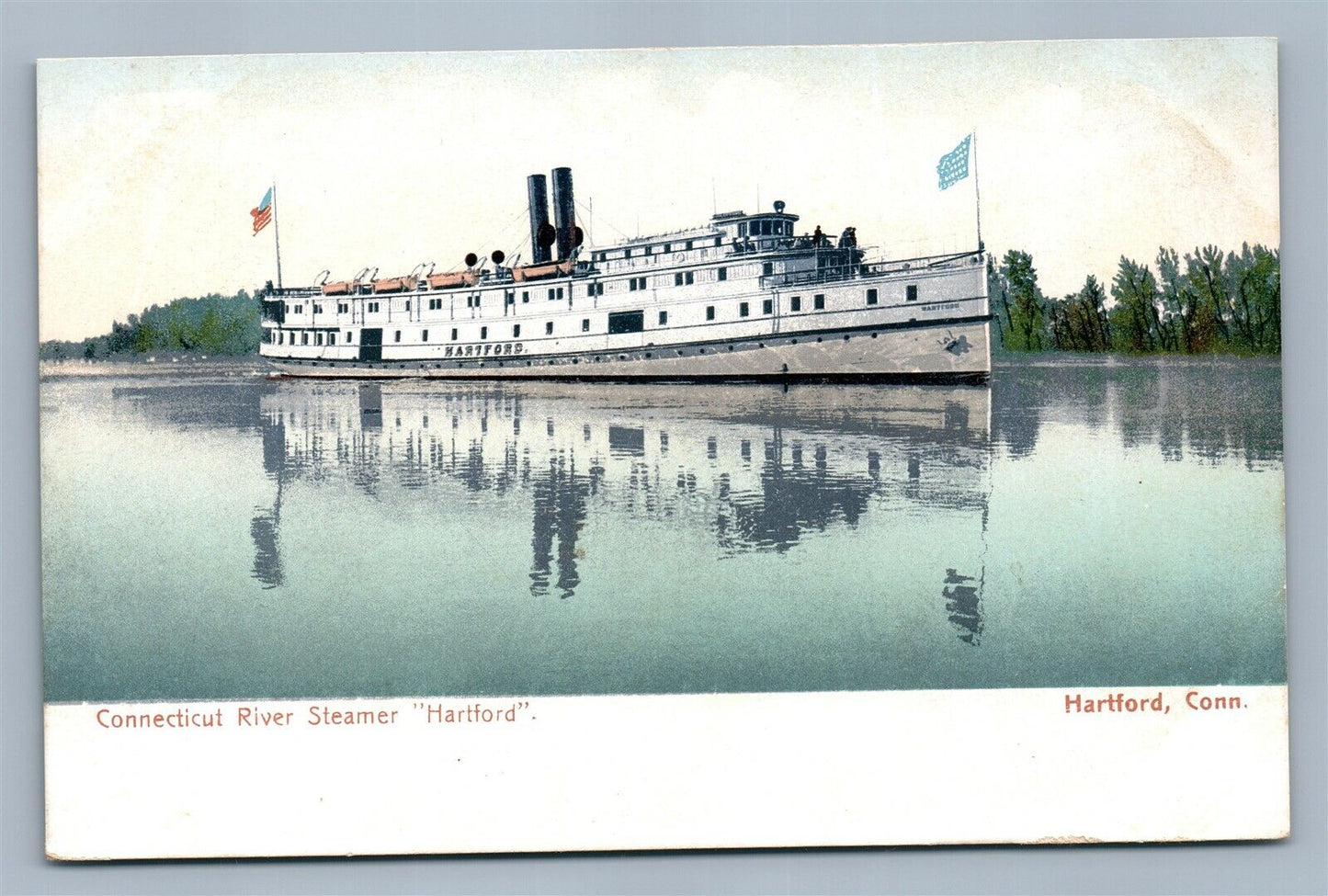 HARTFORD CT CONNECTICUT RIVER STEAMER ANTIQUE POSTCARD