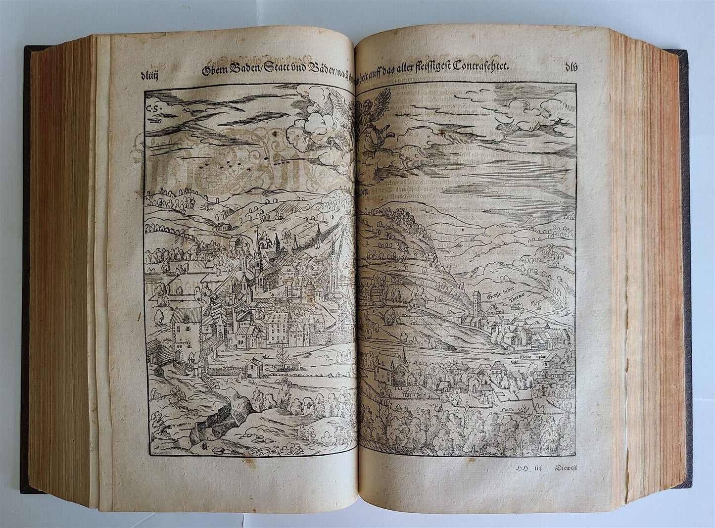 1578 COSMOGRAPHY by Sebastian Munster antique RARE ILLUSTRATED w/ MAPS PIGSKIN