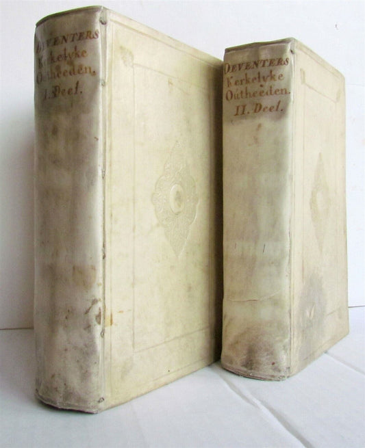 1725 2 volumes History & Antiquities of DEVENTER NETHERLANDS antique VELLUM