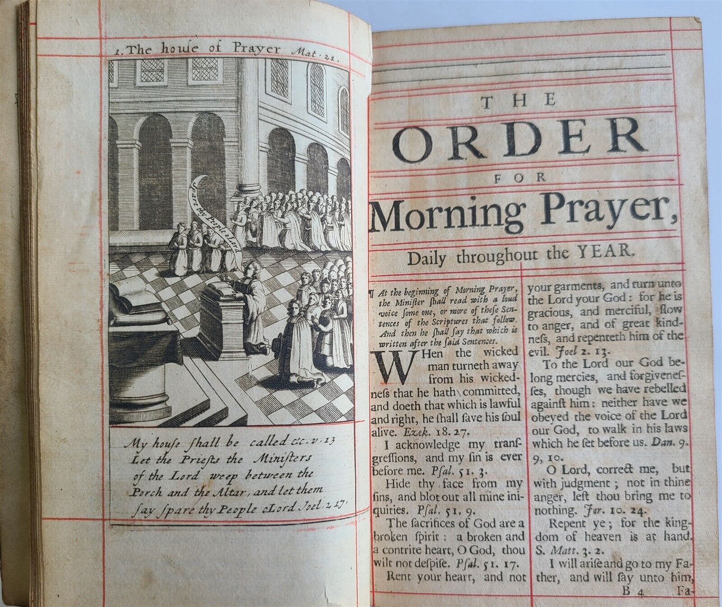 1703 BOOK OF COMMON PRAYER in ENGLISH FULLY ILLUSTRATED ANTIQUE