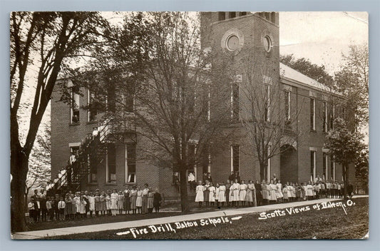 DALTON OH FIRE DRILL ANTIQUE REAL PHOTO POSTCARD RPPC