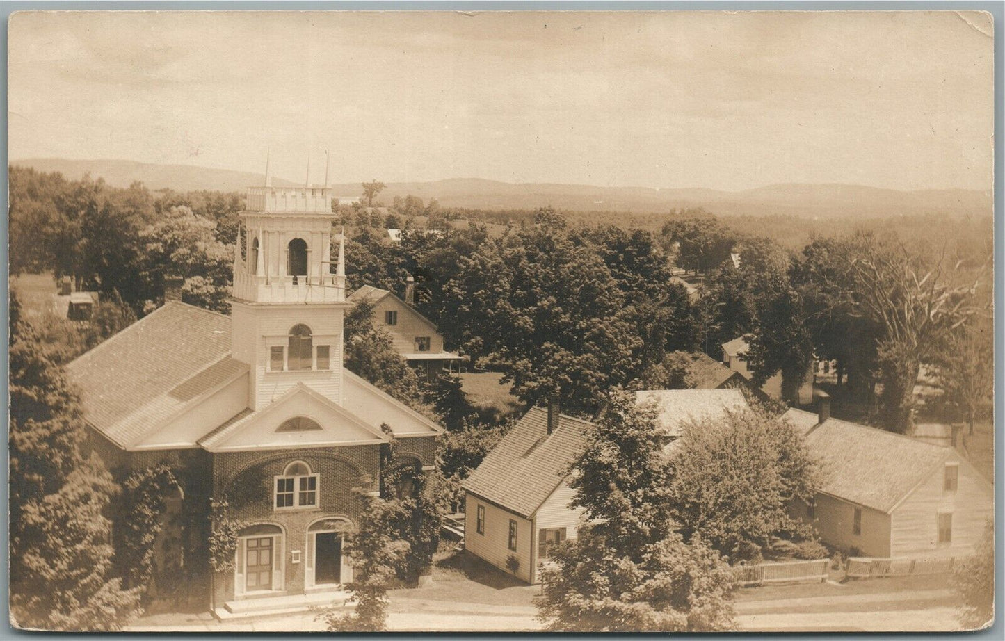 EAST JAFFREY NH BIRDS EYE VIEW ANTIQUE REAL PHOTO POSTCARD RPPC