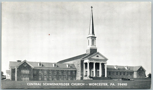 WORCESTER PA SCHWENKFELDER CHURCH VINTAGE POSTCARD