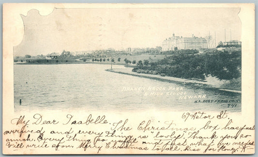 NEWARK NJ BRANCH BROOK PARK & HIGH SCHOOL 1902 UNDIVIDED ANTIQUE POSTCARD