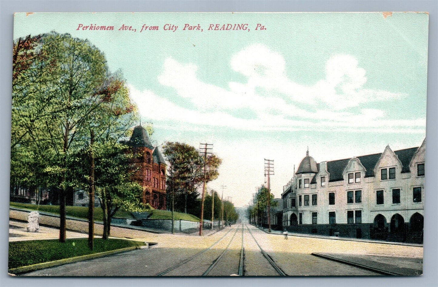 READING PA PERKIOMEN AVENUE ANTIQUE POSTCARD