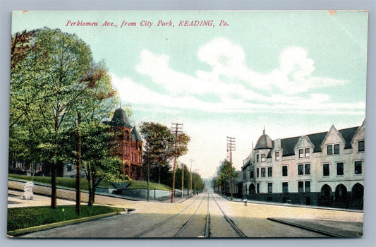 READING PA PERKIOMEN AVENUE ANTIQUE POSTCARD