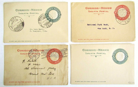 MEXICO lot of 4 ANTIQUE POSTCARDS STATIONERY CARDS