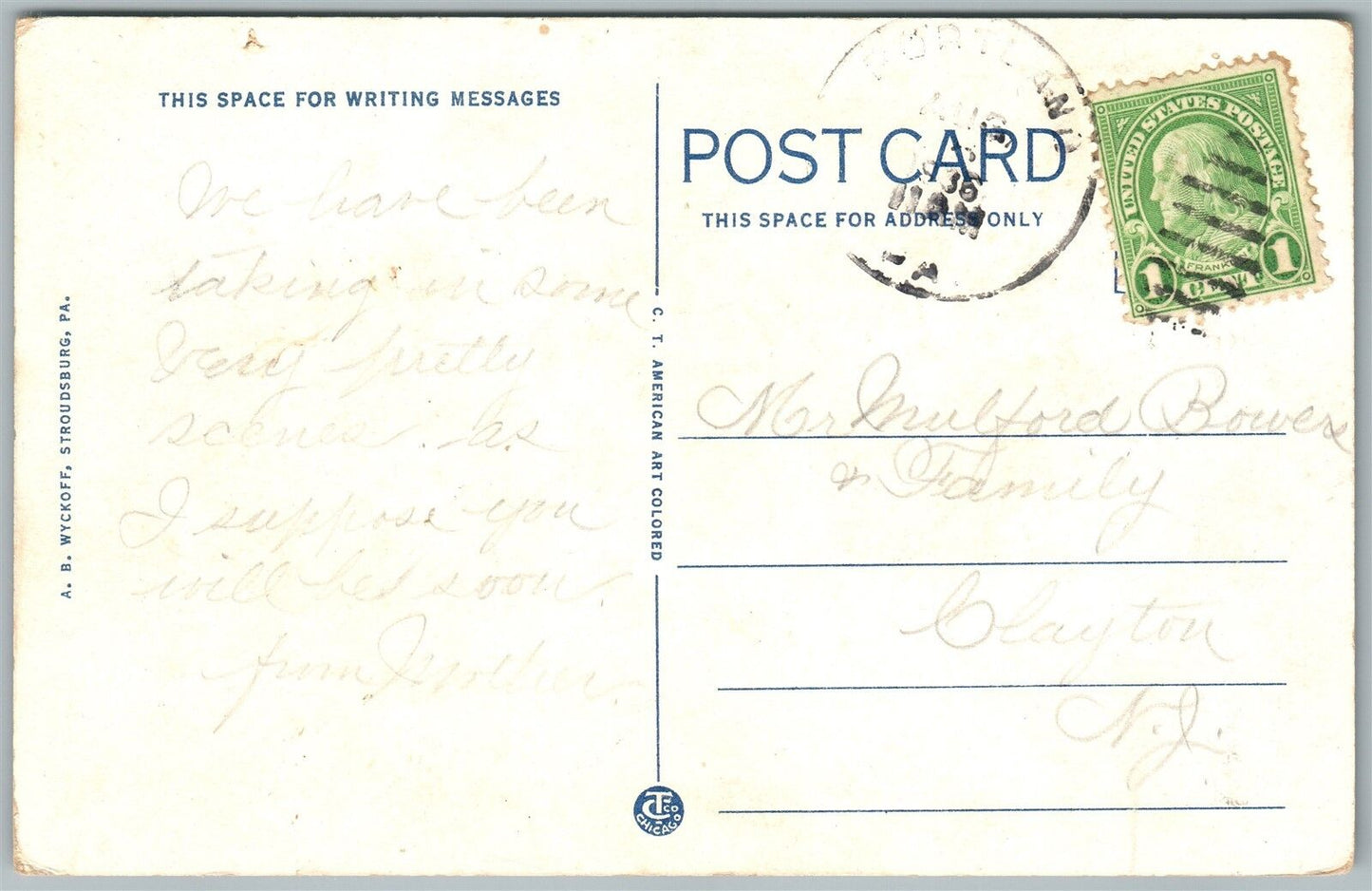 DELAWARE WATER GAP PA THE GATEWAY 1936 VINTAGE POSTCARD