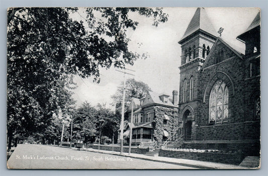 SOUTH BETHLEHEM PA ST. MARK CHURCH FOURTH STREET ANTIQUE 1917 POSTCARD