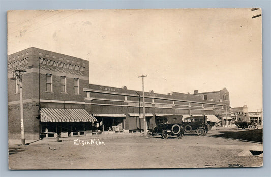 ELGIN NEB BUSINESS SECTION ANTIQUE REAL PHOTO POSTCARD RPPC