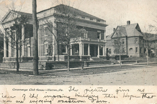 WARREN PA CONEWANGO CLUB HOUSE ANTIQUE POSTCARD