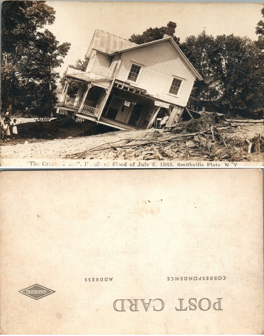 VINTAGE RPPC REAL PHOTO POSTCARD SMITHVILLE FLATS NY 1935 FLOOD