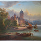 19th century LANDSCAPE w/ CASTLE OIL on CANVAS 17 3/4 by 24 1/4" antique