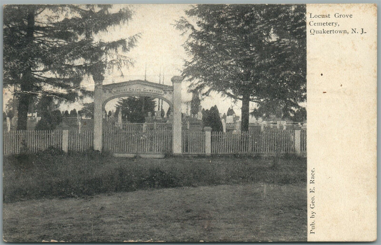 QUAKERTOWN NJ LOCUST GROVE CEMETERY ANTIQUE POSTCARD