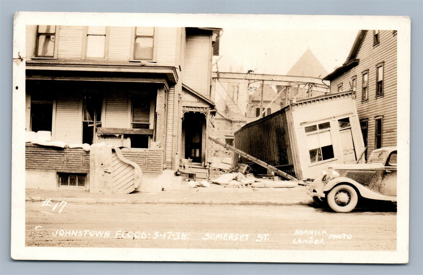 JOHNSTOWN PA SOMERSET STREET 1936 FLOOD SCENE VINTAGE REAL PHOTO POSTCARD RPPC