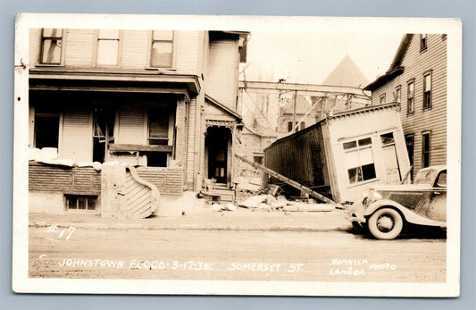 JOHNSTOWN PA SOMERSET STREET 1936 FLOOD SCENE VINTAGE REAL PHOTO POSTCARD RPPC