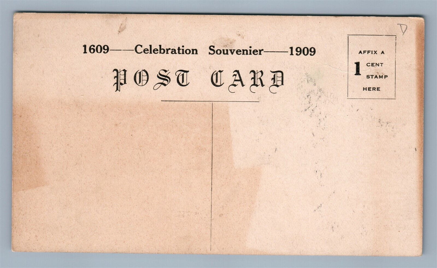 ARTIST SIGNED by EDGAR KELLER ANTIQUE POSTCARD 1609-1909 CELEBRATION