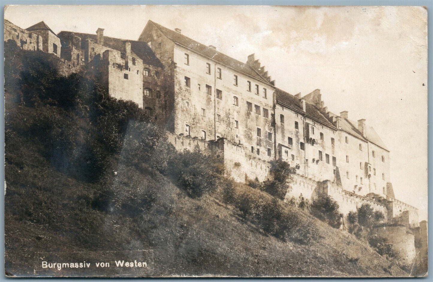 BURGMASSIV VON WESTEN GERMANY CASTLE VINTAGE REAL PHOTO POSTCARD RPPC