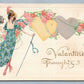 VALENTINE 1924 ART NOUVEAU ANTIQUE POSTCARD