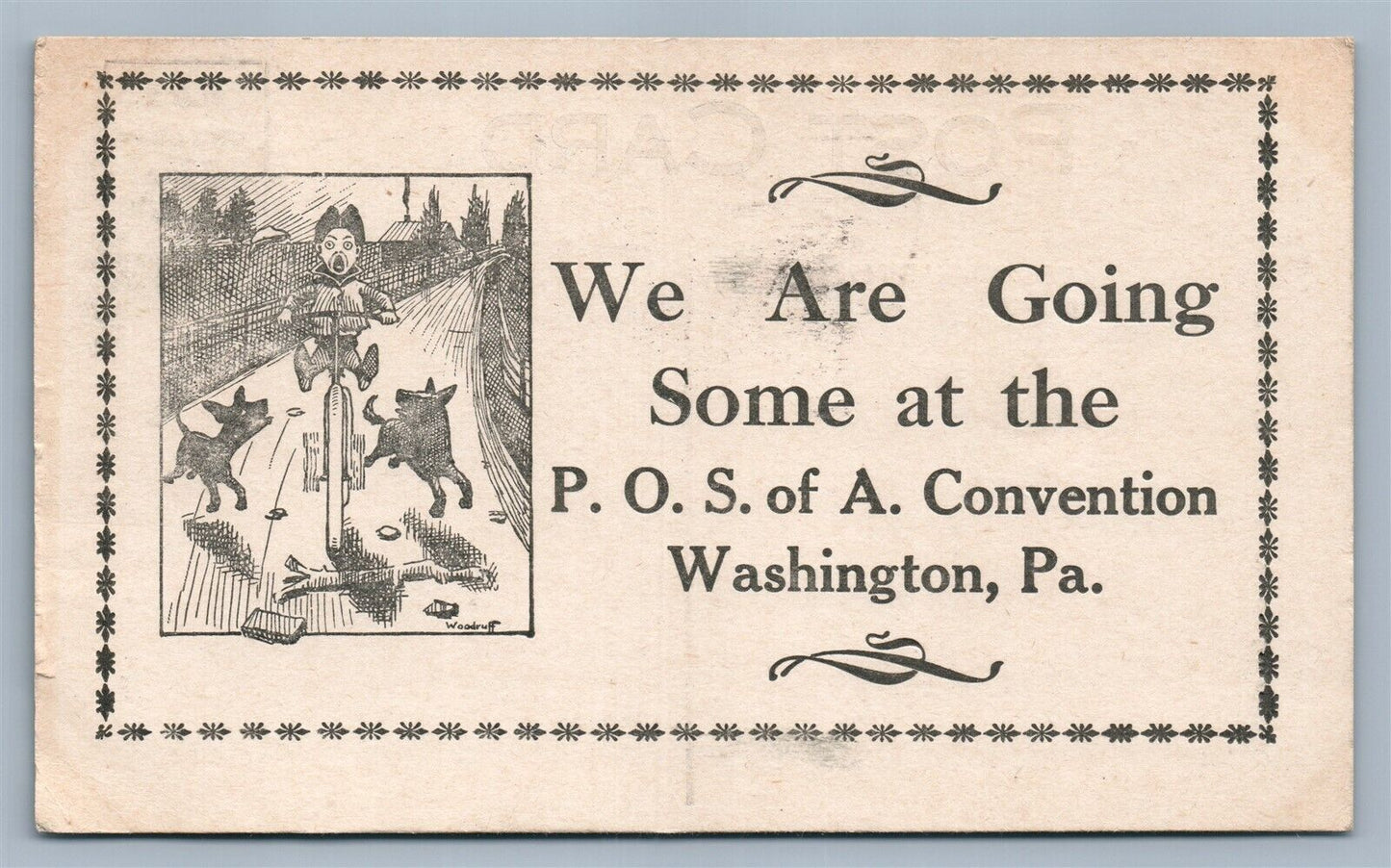 WASHINGTON PA P.O.S. of A. CONVENTION ANTIQUE POSTCARD