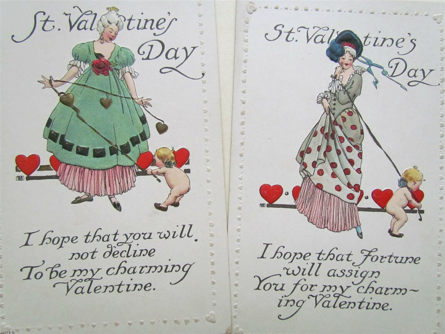 LOT of 9 ST.VALENTINE DAY EMBOSSED ANTIQUE POSTCARDS