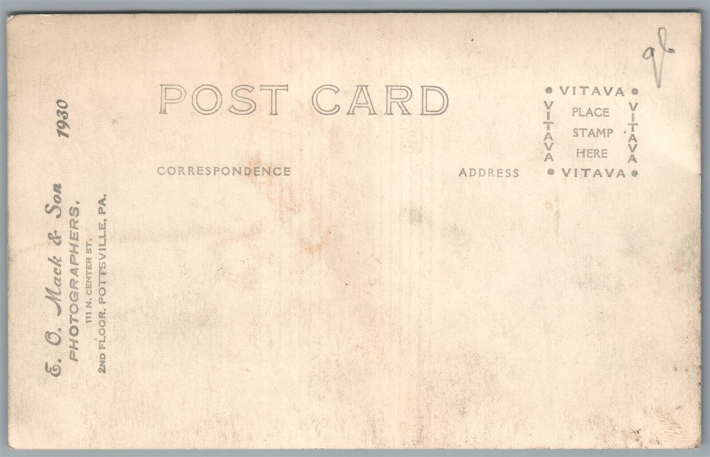 POTTSVILLE PA HIGH SCHOOL SPORT TEAM ANTIQUE REAL PHOTO POSTCARD RPPC