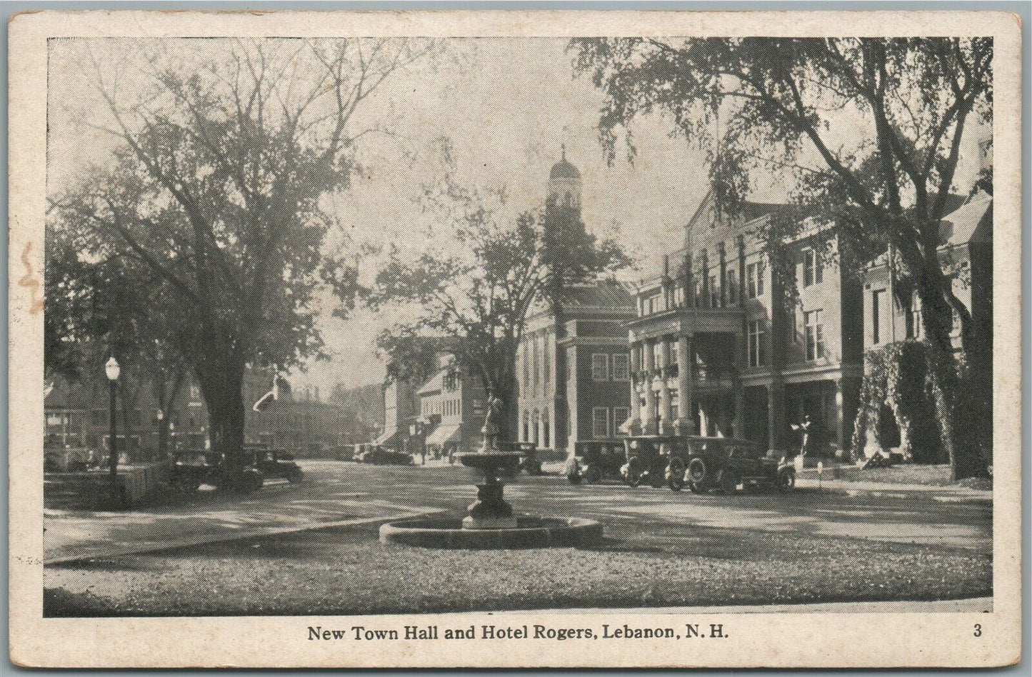 LEBANON NH NEW TOWN HALL & HOTEL ROGERS ANTIQUE POSTCARD