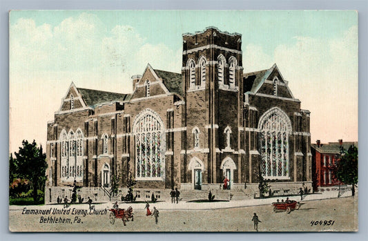 BETHLEHEM PA EMMANUEL CHURCH ANTIQUE POSTCARD
